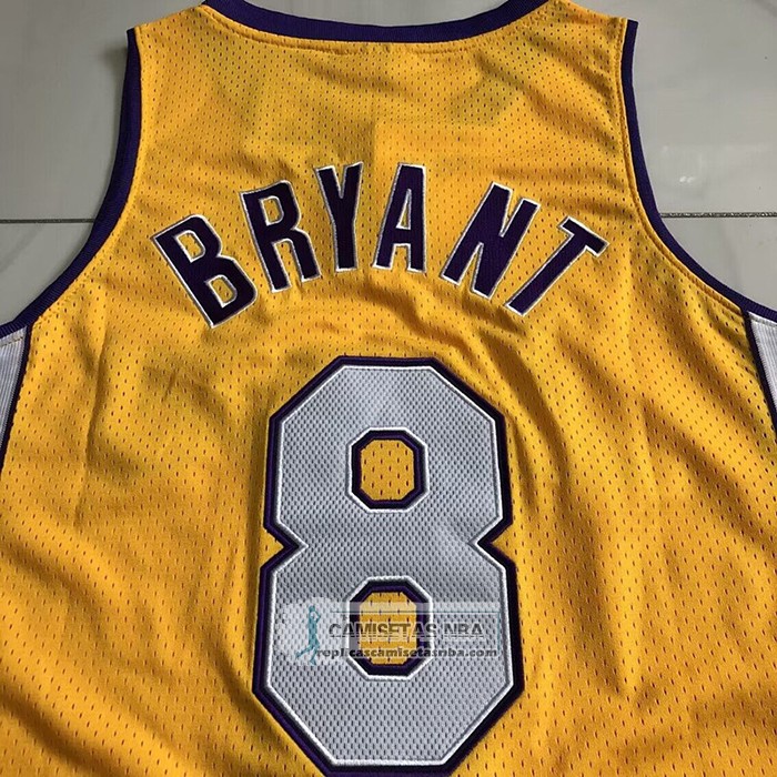 Camiseta Los Angeles Lakers Kobe Bryant NO 8 Mitchell & Ness 1999-00 Amarillo